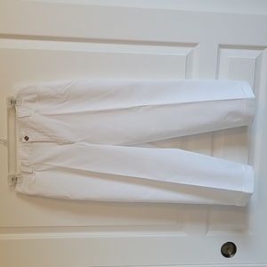 Rafaella White Cotton Jean Cut Pants